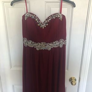 Red Strapless Prom Dress